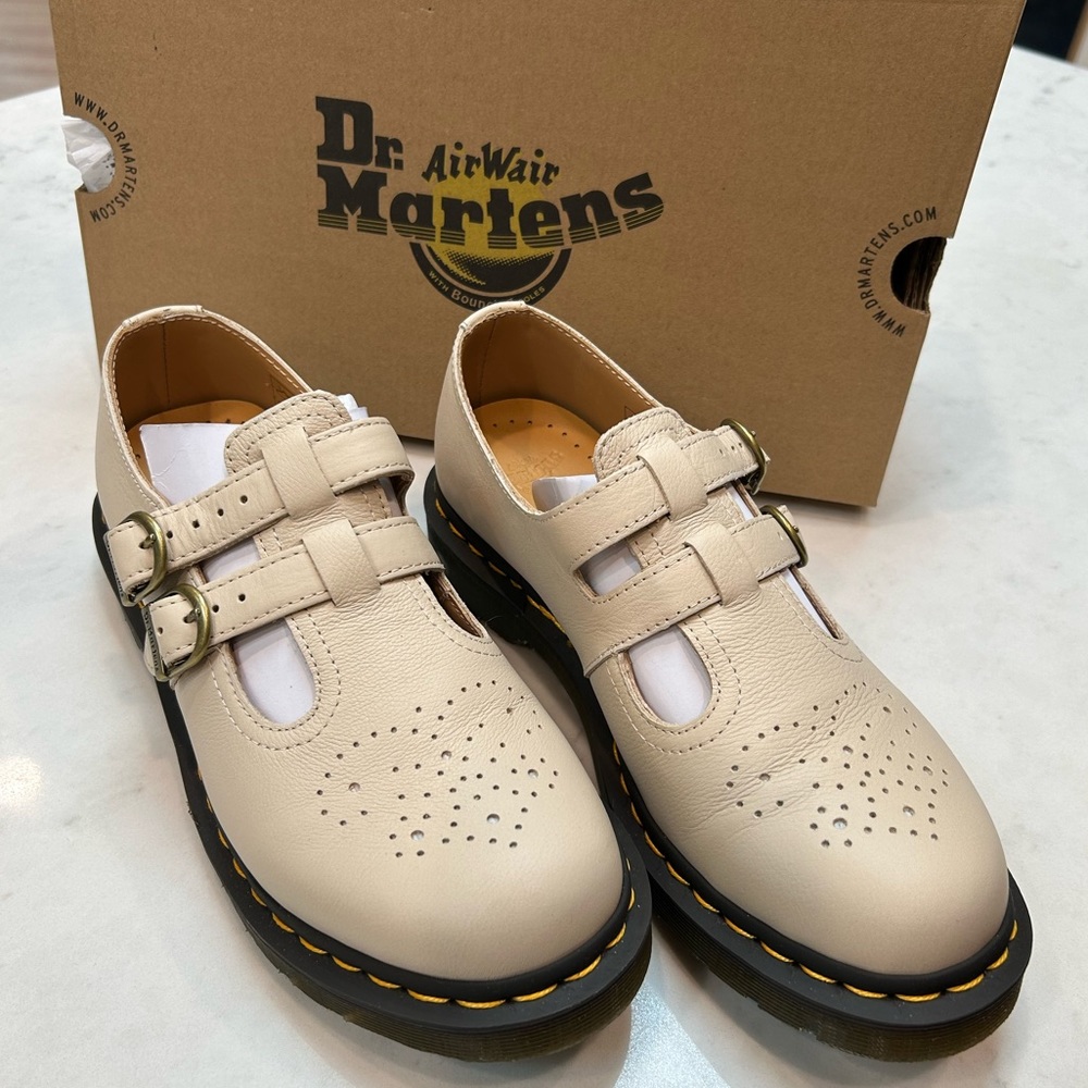 Dr. Martens 8065 Mary Jane - Parchment Beige - Size 8